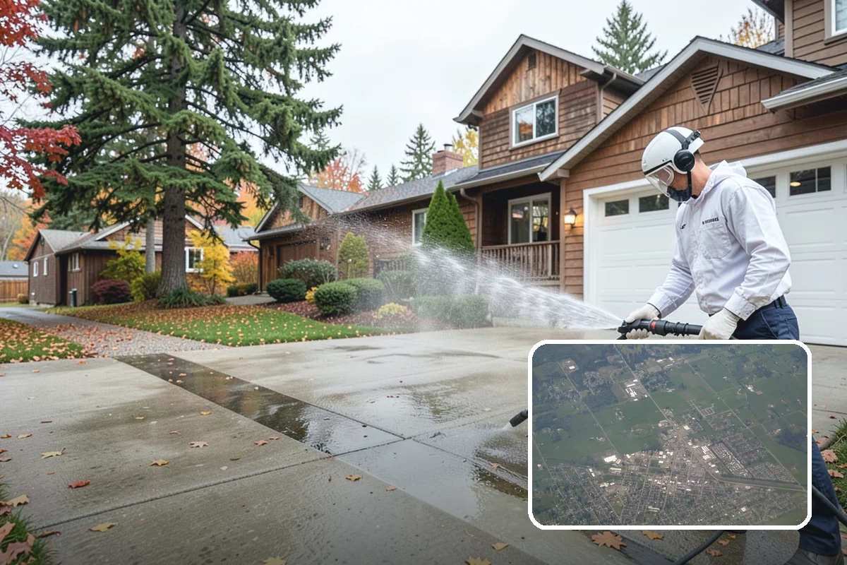 Shed Cleaning in Enumclaw, King County, WA - Removes the mossy green film that thrives in shaded Puget Sound yards