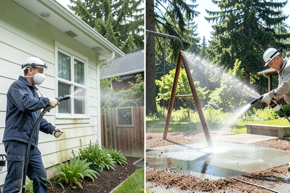 Shed Cleaning in Fircrest, Pierce County, WA - Inspect siding type and flag any soft or damaged panels