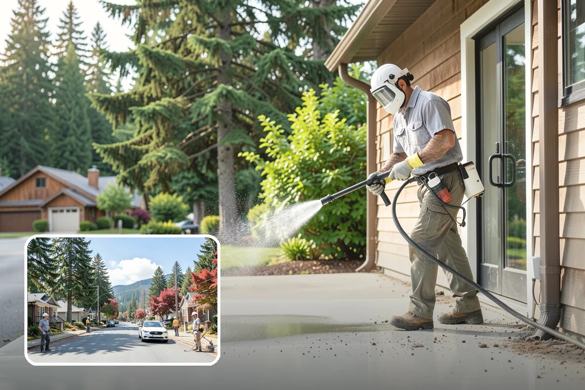 Shed Cleaning in Hunts Point, King County, WA - Removes the mossy green film that thrives in shaded Puget Sound yards