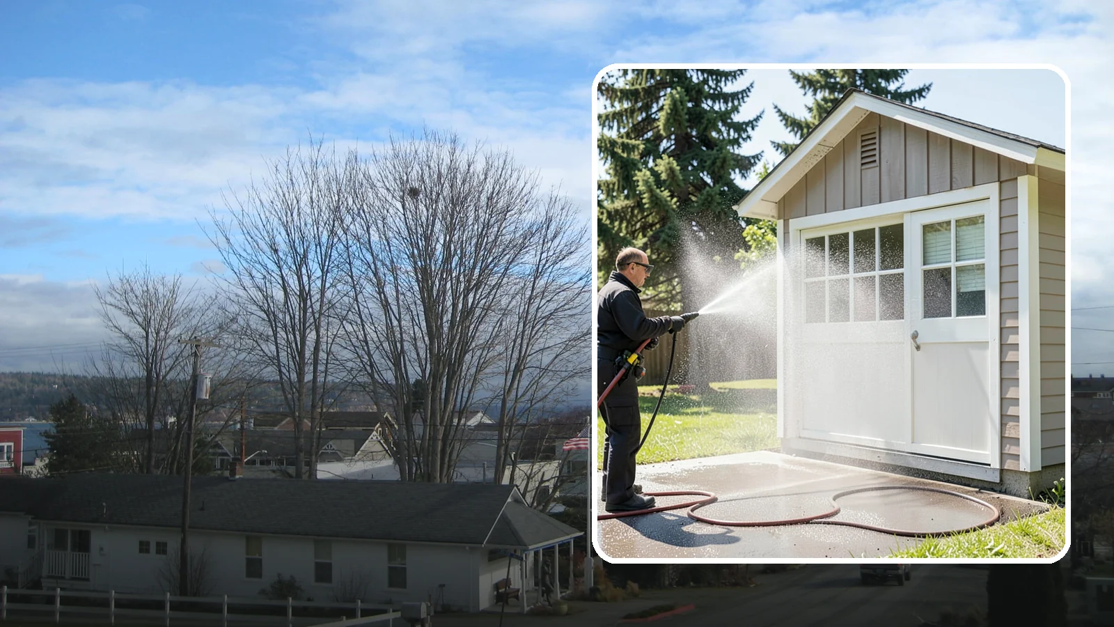 Shed Cleaning in Langley, Island County, WA - We wash down backyard sheds so the siding, roof, and trim shed Washington's damp-weather grime instead of holding onto it.