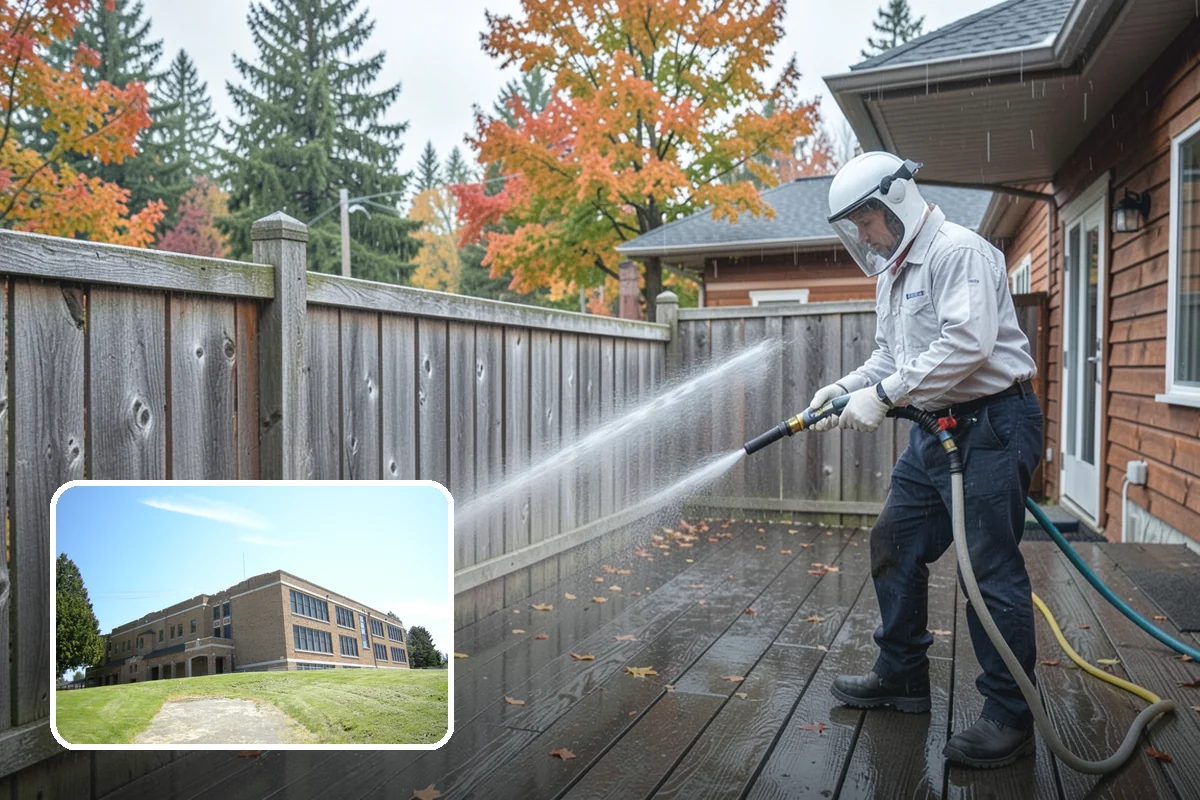 Shed Cleaning in Maple Valley, King County, WA - Removes the mossy green film that thrives in shaded Puget Sound yards