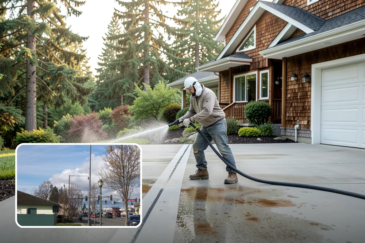 Shed Cleaning in Marysville, Snohomish County, WA - Removes the mossy green film that thrives in shaded Puget Sound yards