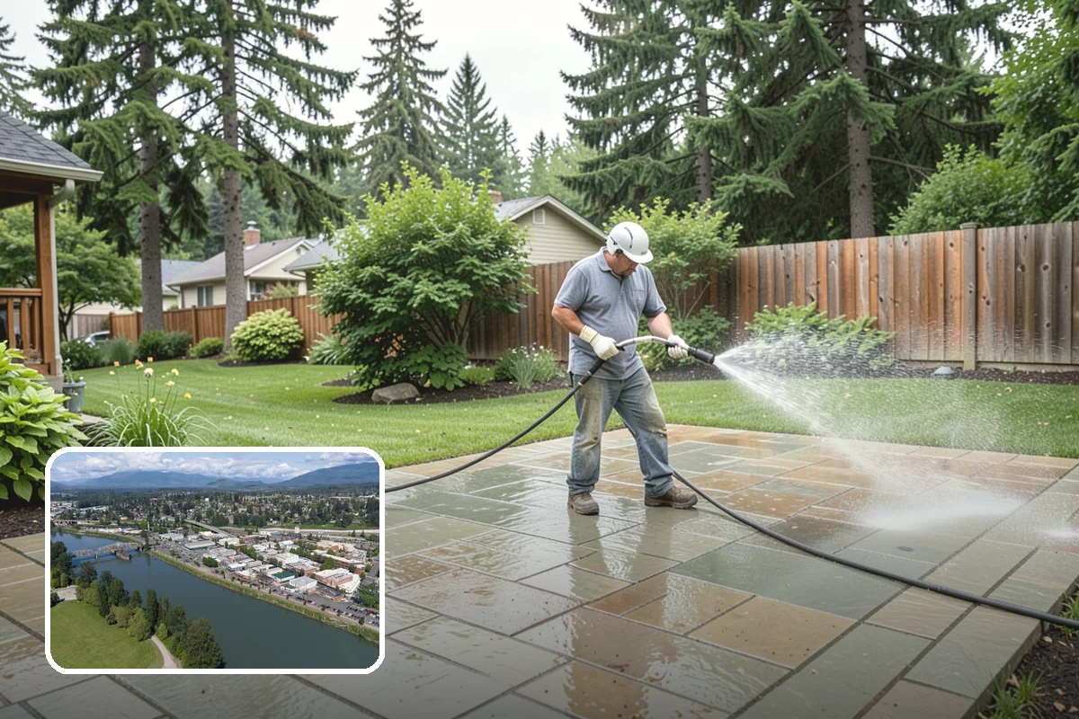 Shed Cleaning in Mount Vernon, Skagit County, WA - Removes the mossy green film that thrives in shaded Puget Sound yards