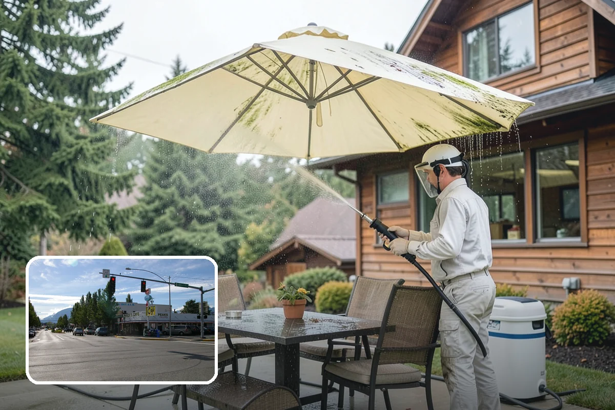 Shed Cleaning in North Bend, King County, WA - Removes the mossy green film that thrives in shaded Puget Sound yards