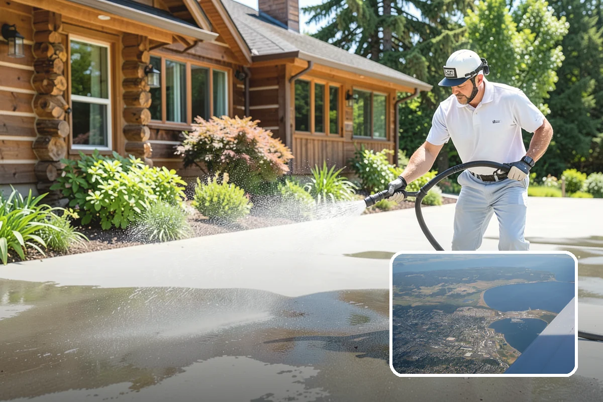 Shed Cleaning in Oak Harbor, Island County, WA - Removes the mossy green film that thrives in shaded Puget Sound yards