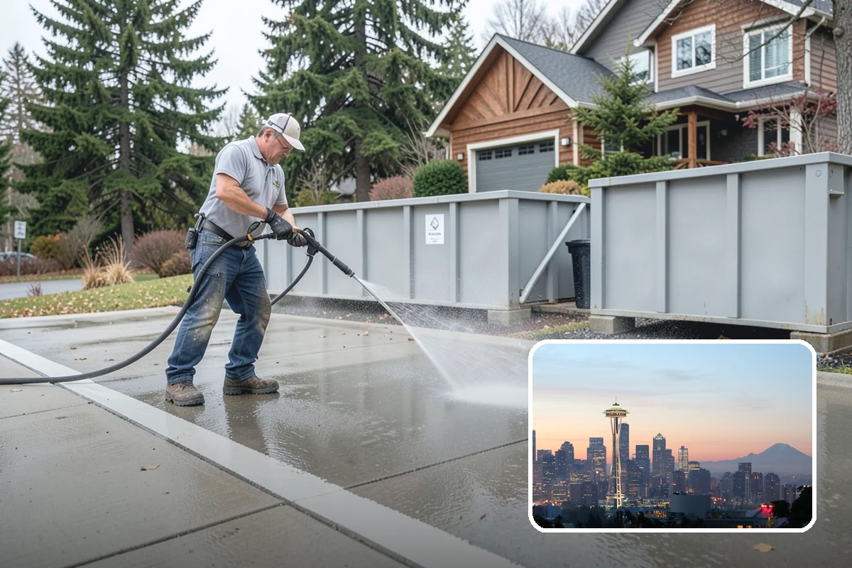 Shed Cleaning in Seattle, King County, WA - Removes the mossy green film that thrives in shaded Puget Sound yards