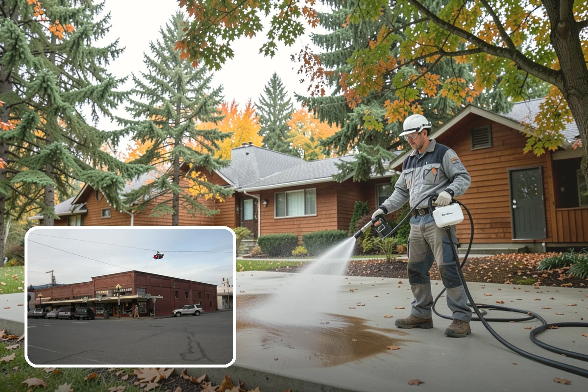 Shed Cleaning in Sedro-Woolley, Skagit County, WA - Removes the mossy green film that thrives in shaded Puget Sound yards