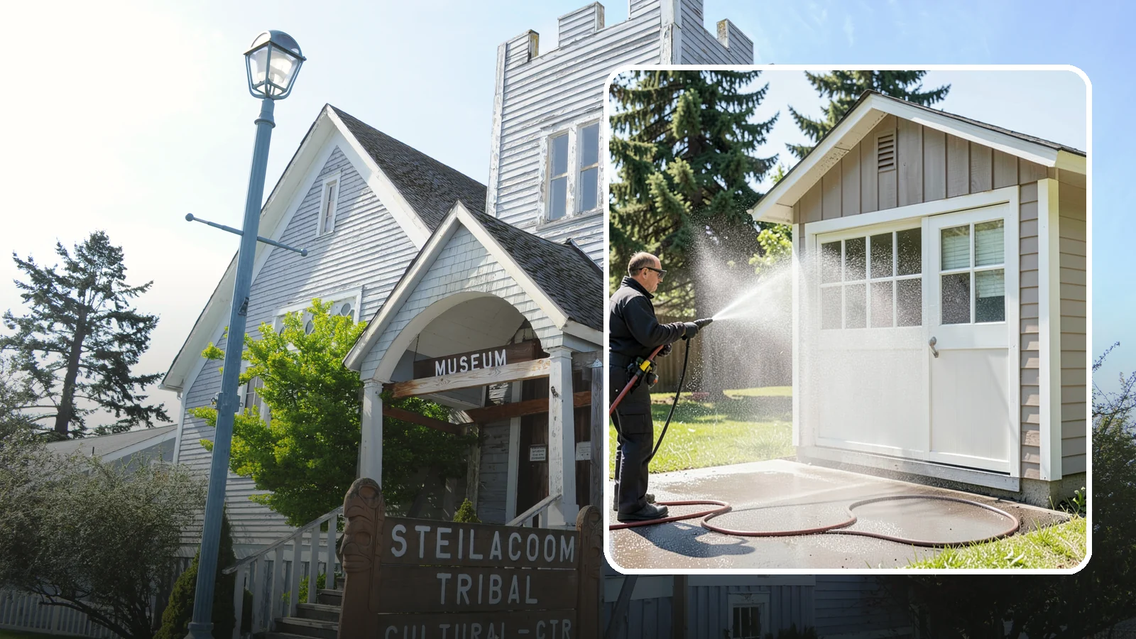 Shed Cleaning in Steilacoom, Pierce County, WA - We wash down backyard sheds so the siding, roof, and trim shed Washington's damp-weather grime instead of holding onto it.