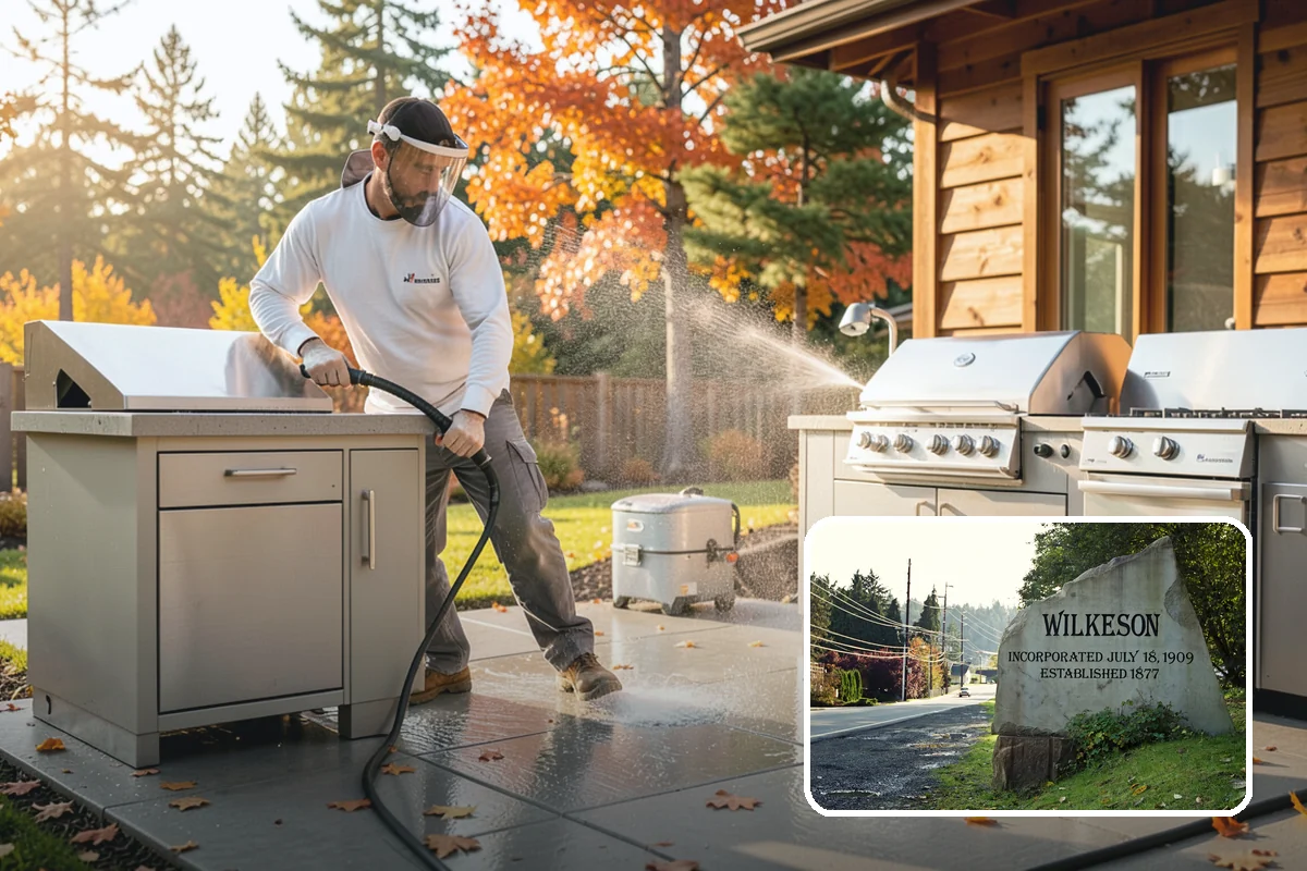 Shed Cleaning in Wilkeson, Pierce County, WA - Removes the mossy green film that thrives in shaded Puget Sound yards