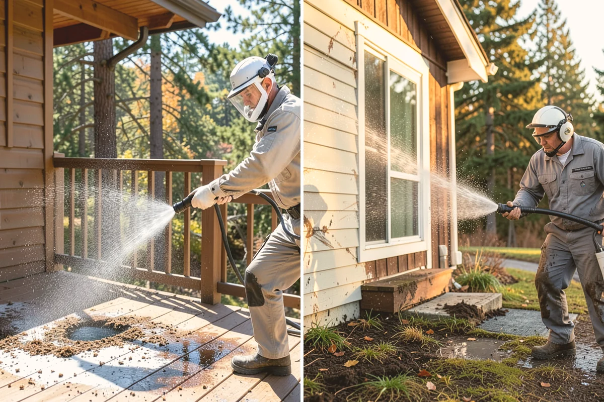Shutter Cleaning in Bellevue, King County, WA - Rinse loose debris and cobwebs from louvers and edges