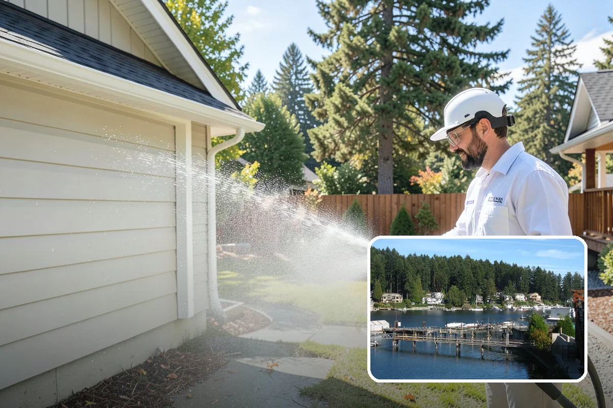 Shutter Cleaning in Gig Harbor, Pierce County, WA - Restores color to algae-dulled vinyl and painted shutters