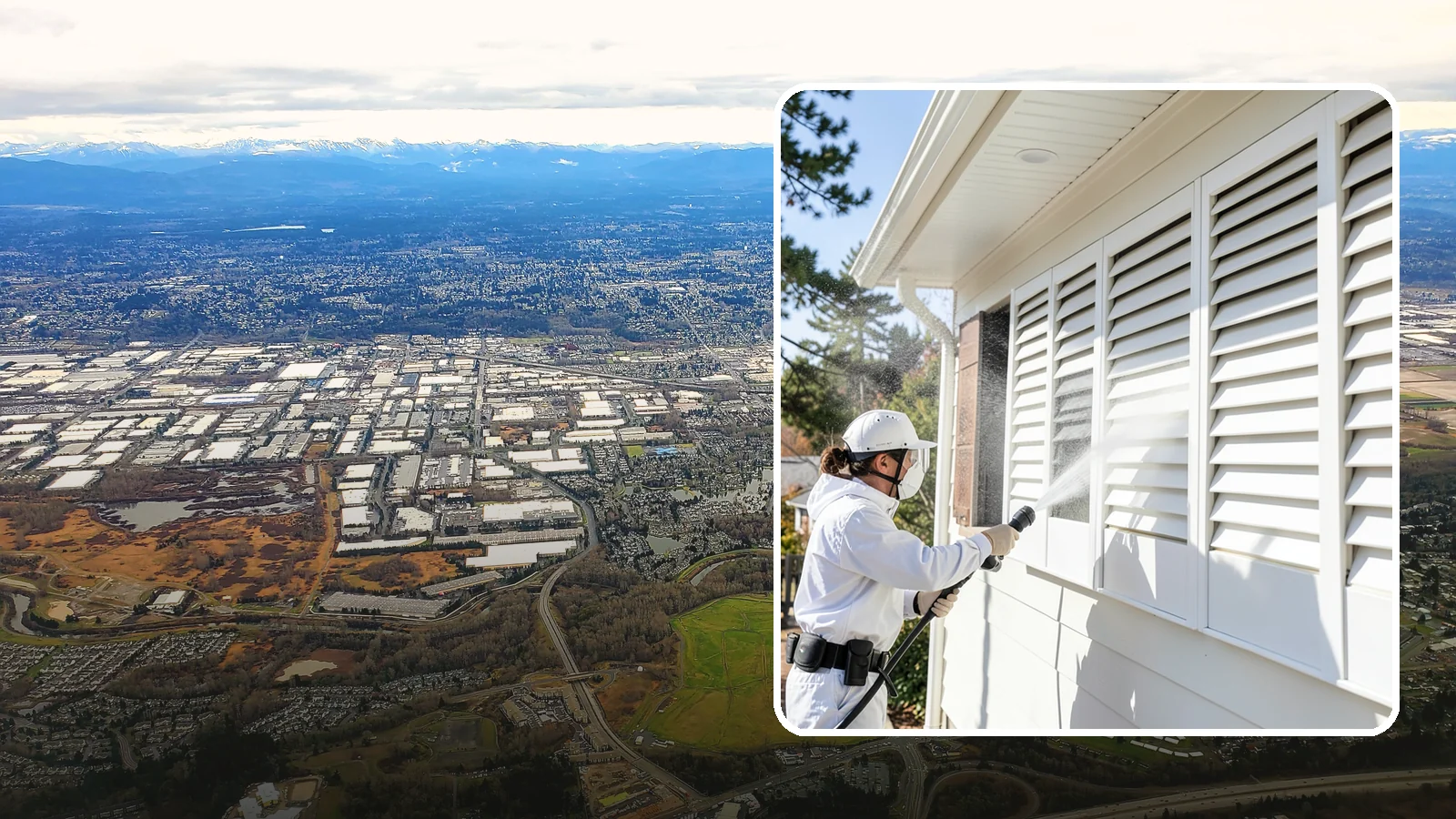 Shutter Cleaning in Kent, King County, WA - We clean exterior shutters louver by louver to clear the green algae and cobwebs that collect in their grooves.