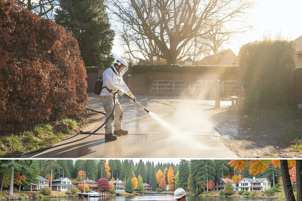 Shutter Cleaning in La Conner, Skagit County, WA - Wash shutters in spring to strip winter algae before the sunnier months highlight every window.