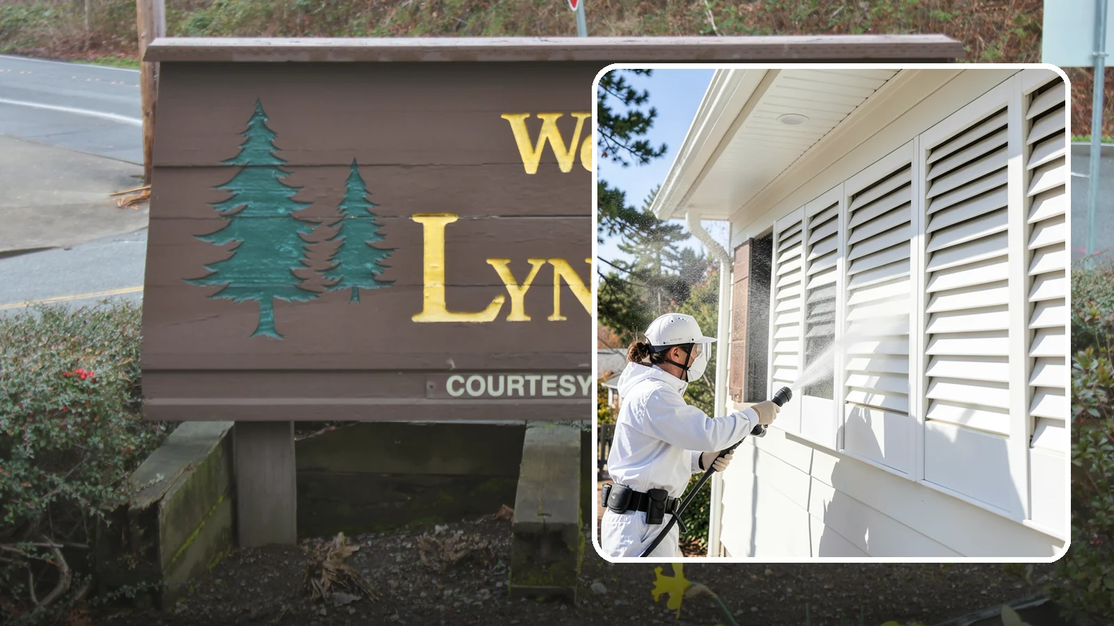 Shutter Cleaning in Lynnwood, Snohomish County, WA - We clean exterior shutters louver by louver to clear the green algae and cobwebs that collect in their grooves.