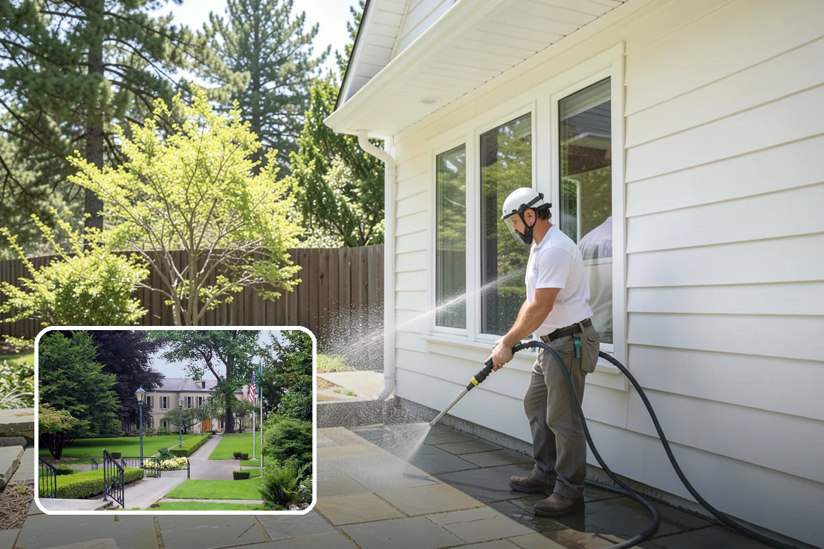 Shutter Cleaning in Woodinville, King County, WA - Restores color to algae-dulled vinyl and painted shutters