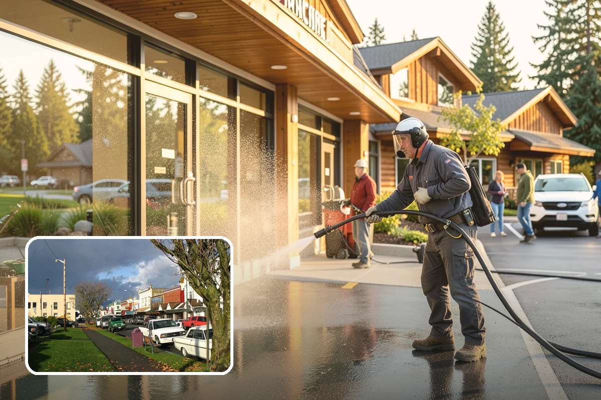 Sidewalk Gum Removal in Arlington, Snohomish County, WA - Removes unsightly black gum spots completely
