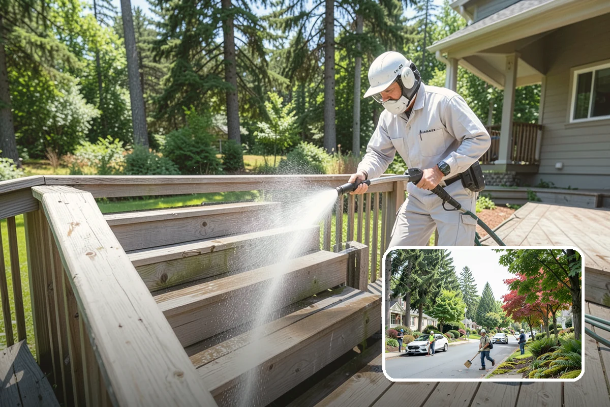 Sidewalk Gum Removal in Beaux Arts Village, King County, WA - Removes unsightly black gum spots completely