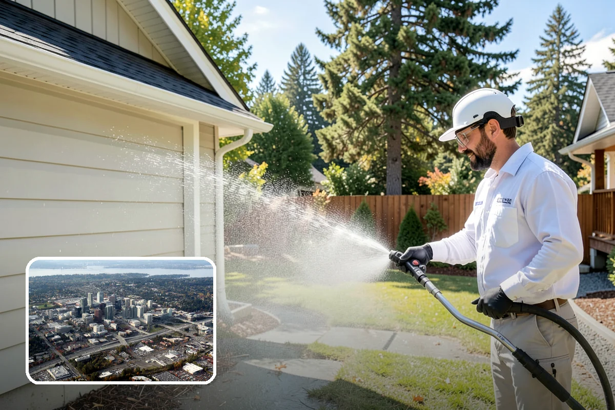 Sidewalk Gum Removal in Bellevue, King County, WA - Removes unsightly black gum spots completely