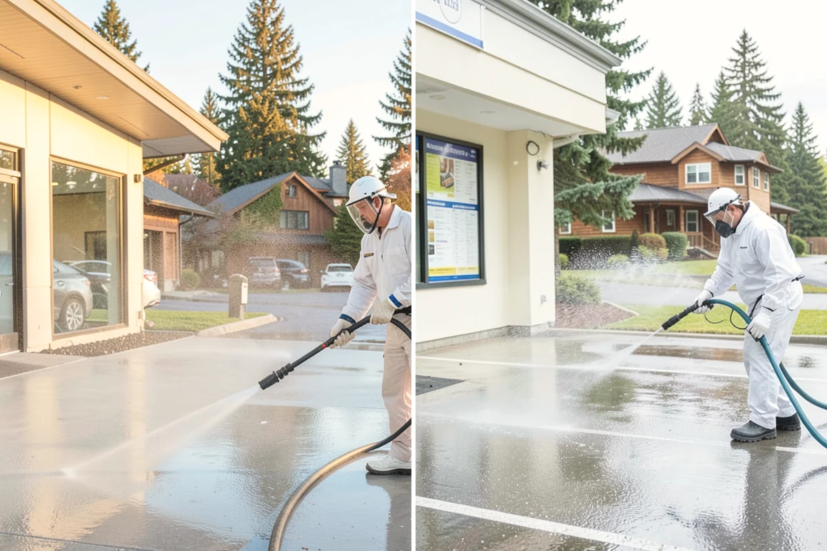 Sidewalk Gum Removal in Black Diamond, King County, WA - Mark and count gum spots along the walkway