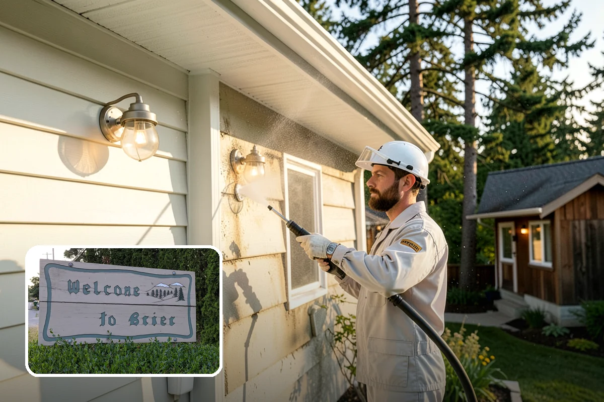 Sidewalk Gum Removal in Brier, Snohomish County, WA - Removes unsightly black gum spots completely