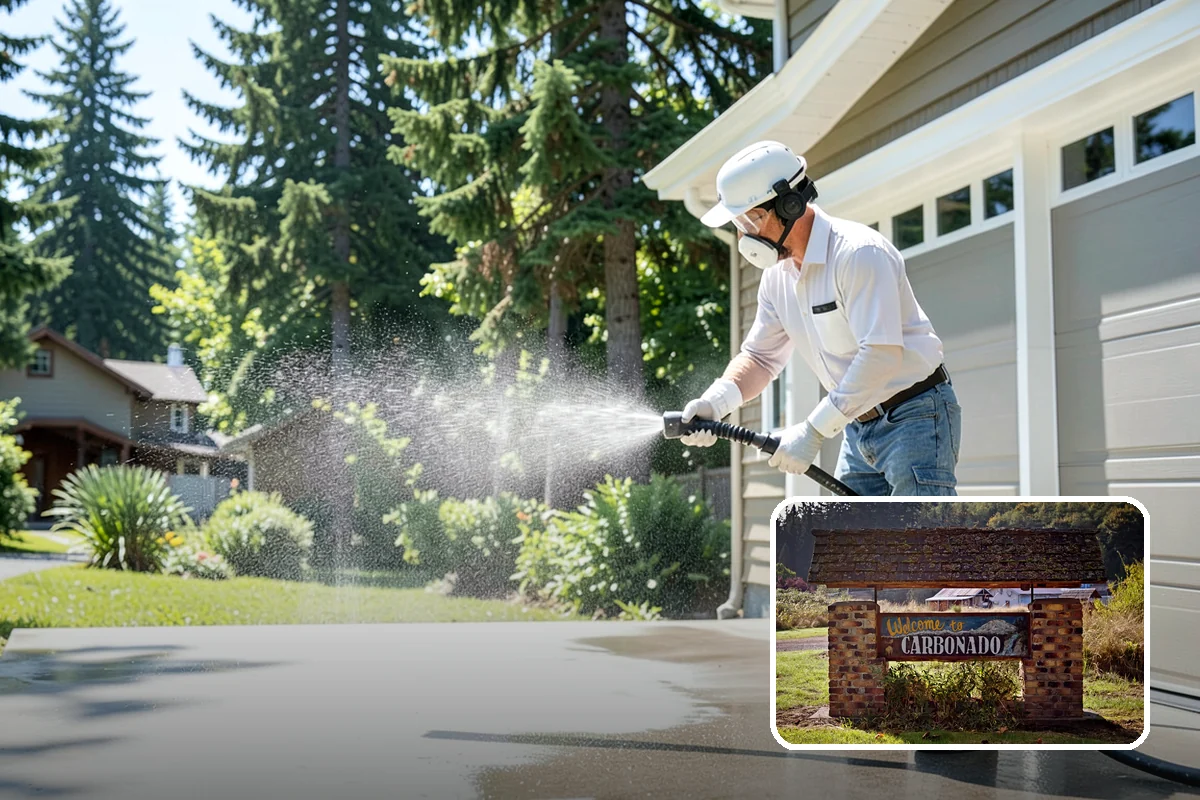 Sidewalk Gum Removal in Carbonado, Pierce County, WA - Removes unsightly black gum spots completely