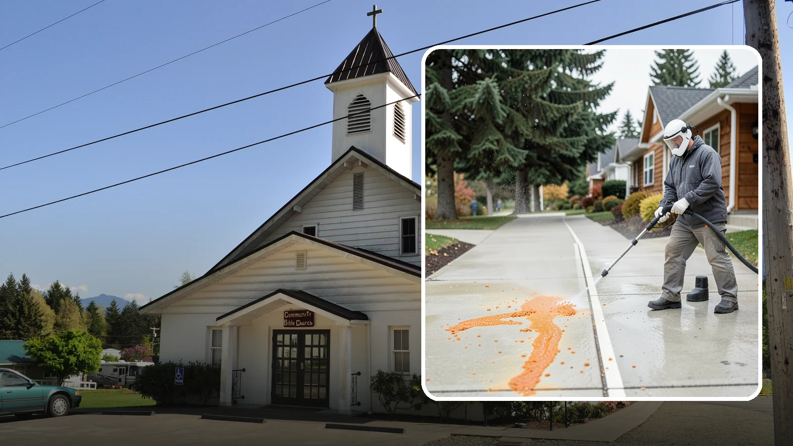 Sidewalk Gum Removal in Concrete, Skagit County, WA - We blast away stuck-on gum from Washington commercial sidewalks, leaving smooth, spot-free walkways for your customers.