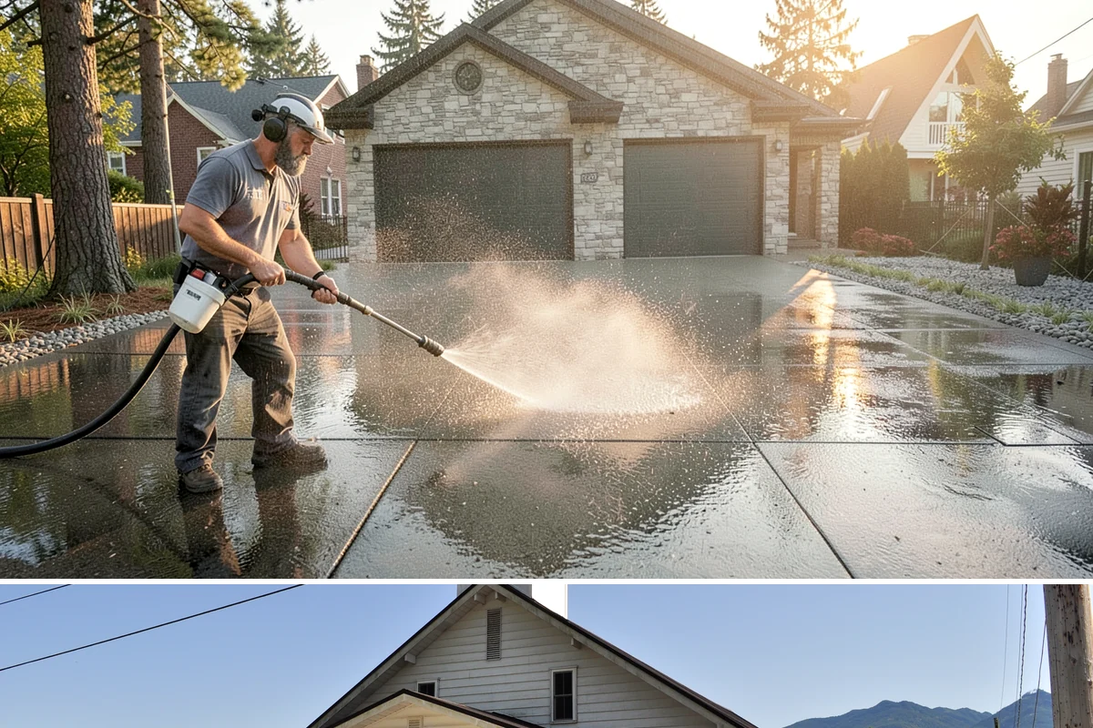 Sidewalk Gum Removal in Concrete, Skagit County, WA - Gum removal works year-round but is most efficient in warmer months when heat softens deposits faster.