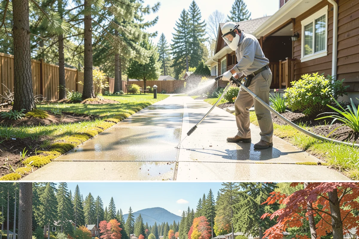 Sidewalk Gum Removal in Covington, King County, WA - Gum removal works year-round but is most efficient in warmer months when heat softens deposits faster.