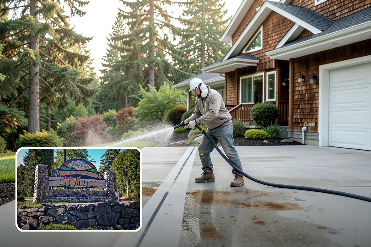 Sidewalk Gum Removal in Eatonville, Pierce County, WA - Removes unsightly black gum spots completely