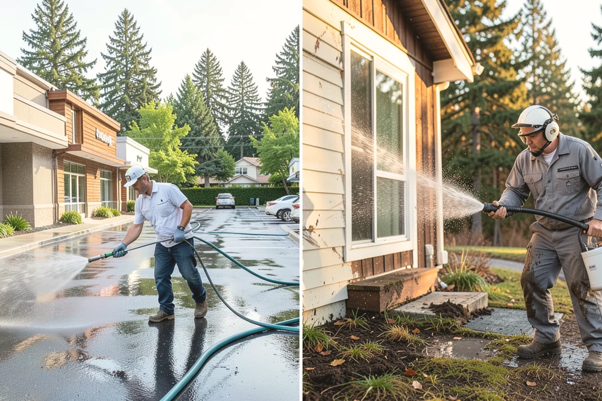 Sidewalk Gum Removal in Edgewood, Pierce County, WA - Mark and count gum spots along the walkway