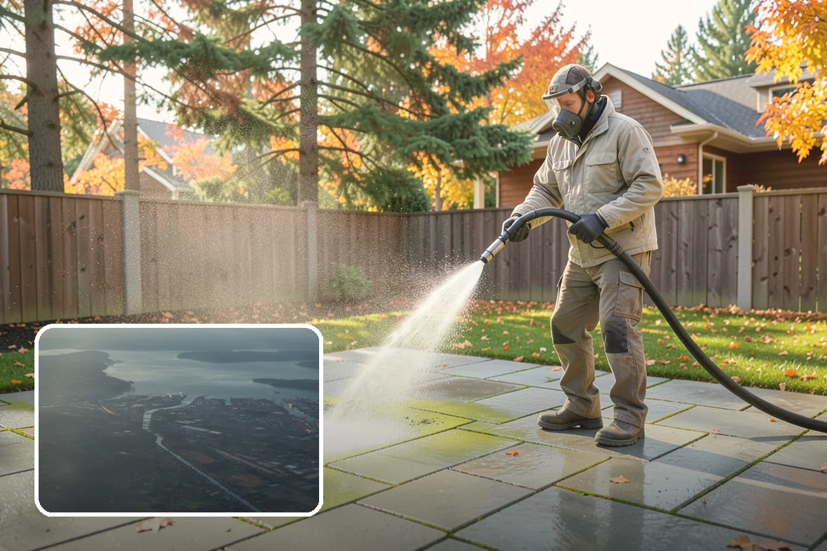 Sidewalk Gum Removal in Fife, Pierce County, WA - Removes unsightly black gum spots completely