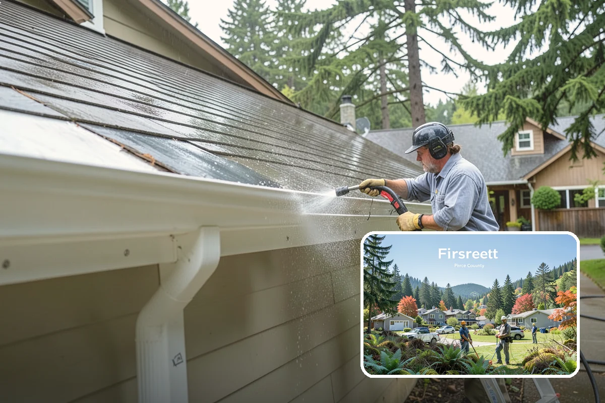 Sidewalk Gum Removal in Fircrest, Pierce County, WA - Removes unsightly black gum spots completely