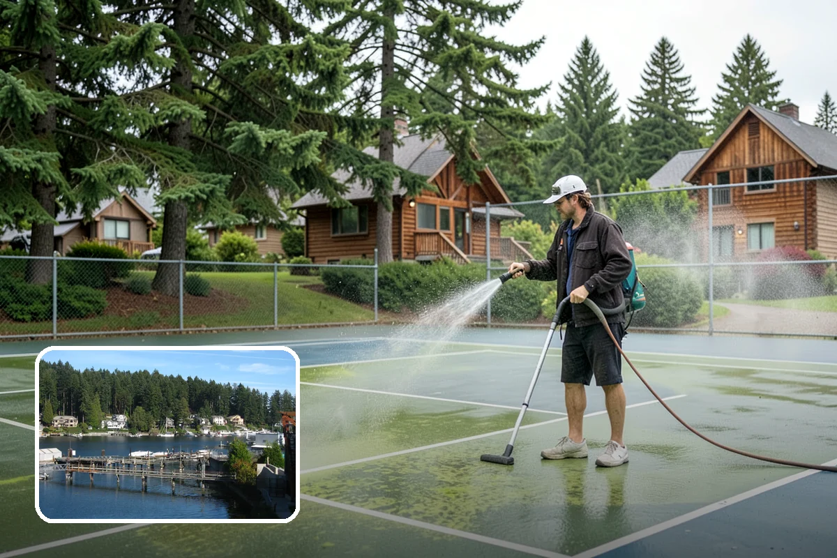 Sidewalk Gum Removal in Gig Harbor, Pierce County, WA - Removes unsightly black gum spots completely