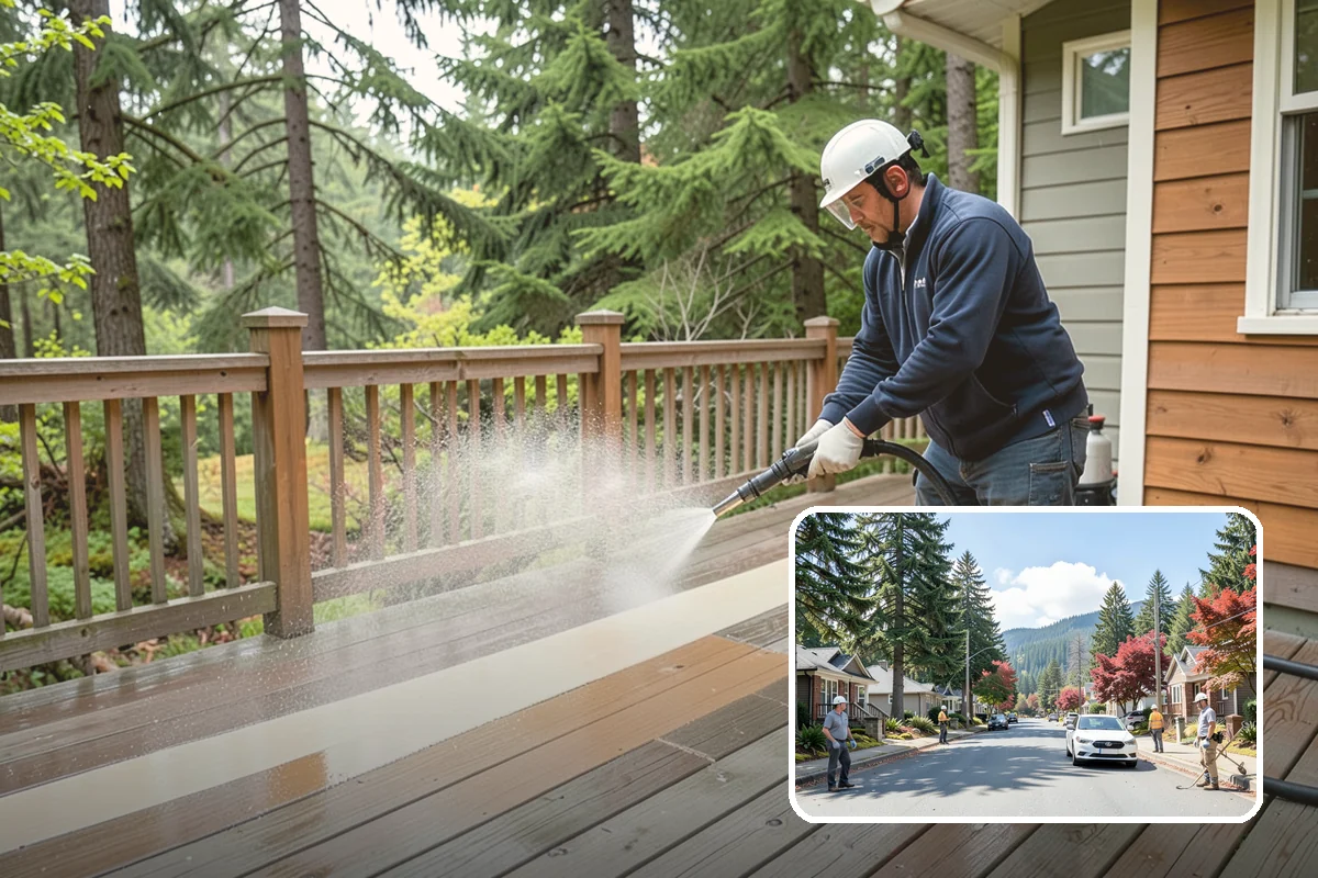 Sidewalk Gum Removal in Hunts Point, King County, WA - Removes unsightly black gum spots completely