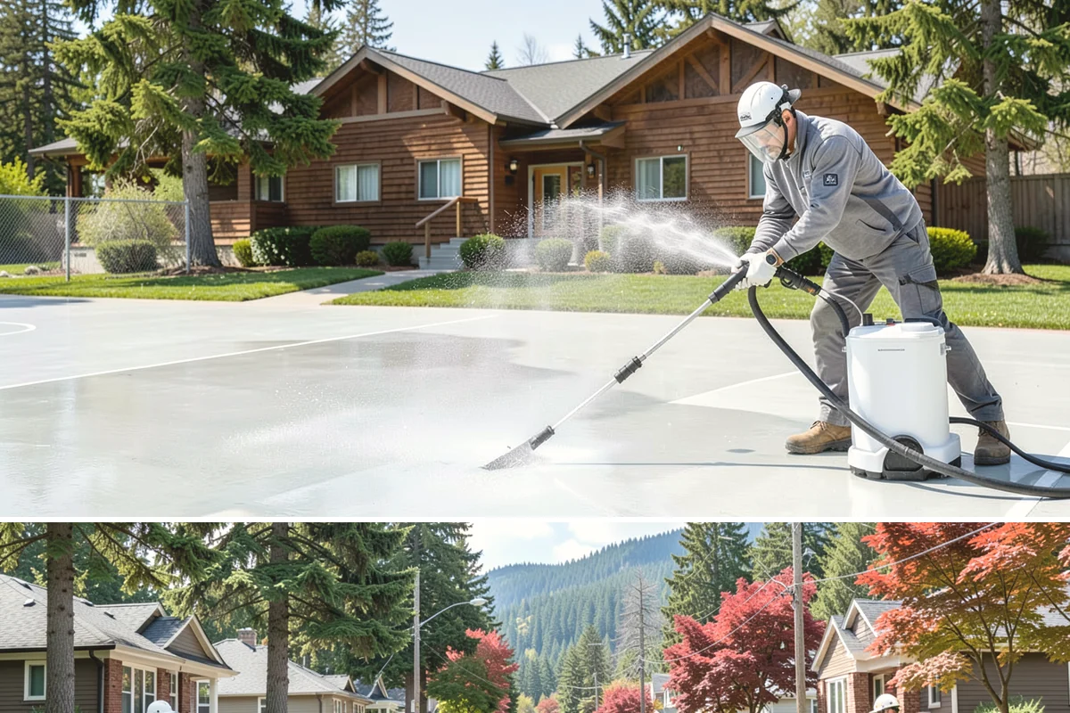 Sidewalk Gum Removal in Hunts Point, King County, WA - Gum removal works year-round but is most efficient in warmer months when heat softens deposits faster.