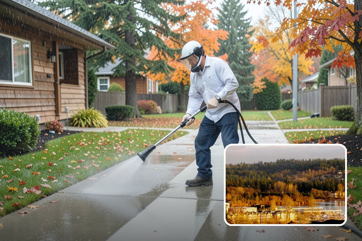 Sidewalk Gum Removal in Kenmore, King County, WA - Removes unsightly black gum spots completely