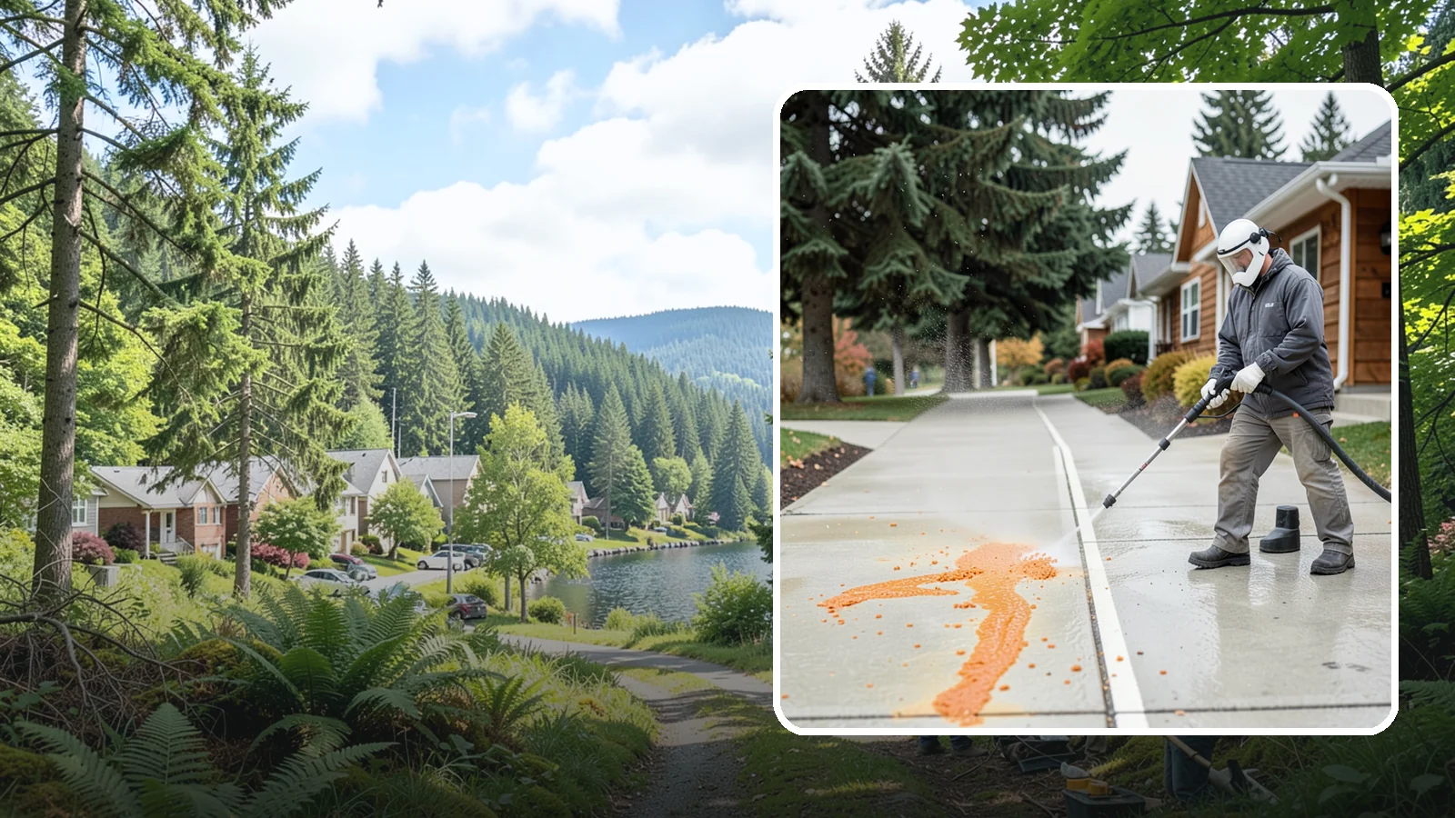 Sidewalk Gum Removal in Lake Forest Park, King County, WA - We blast away stuck-on gum from Washington commercial sidewalks, leaving smooth, spot-free walkways for your customers.