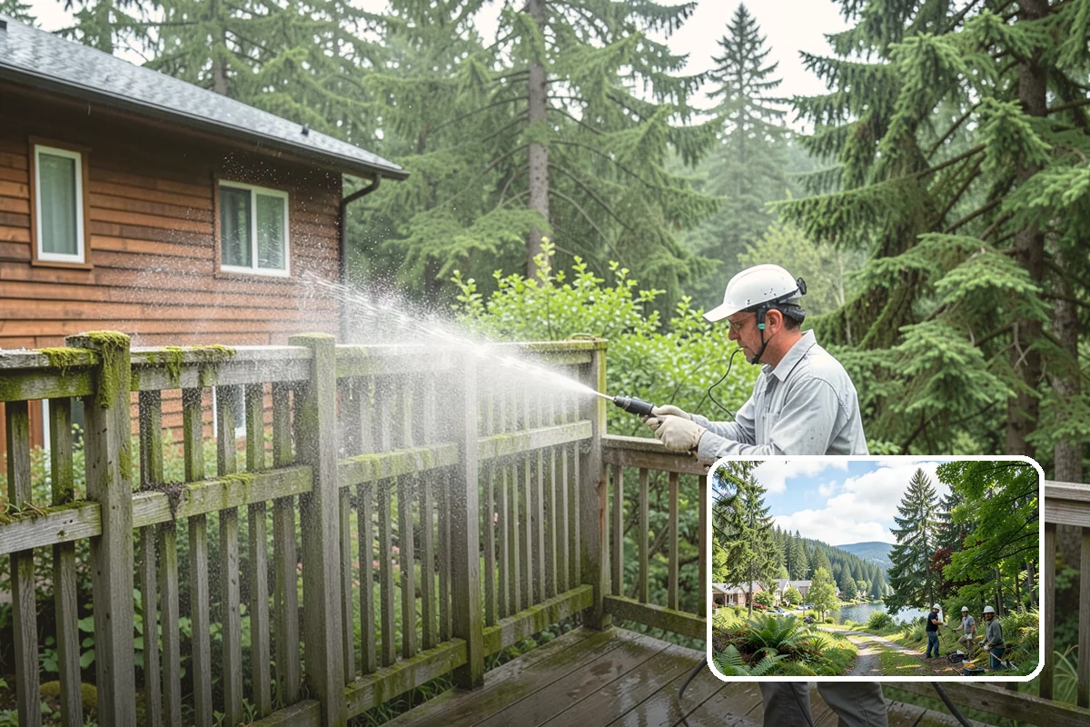 Sidewalk Gum Removal in Lake Forest Park, King County, WA - Removes unsightly black gum spots completely