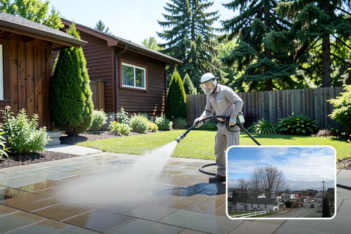 Sidewalk Gum Removal in Langley, Island County, WA - Removes unsightly black gum spots completely