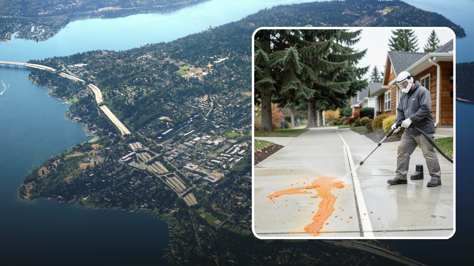 Sidewalk Gum Removal in Mercer Island, King County, WA - We blast away stuck-on gum from Washington commercial sidewalks, leaving smooth, spot-free walkways for your customers.