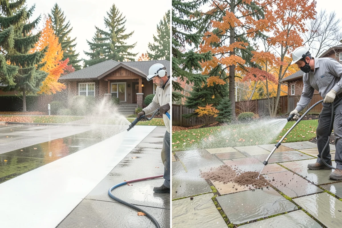 Sidewalk Gum Removal in Mercer Island, King County, WA - Mark and count gum spots along the walkway
