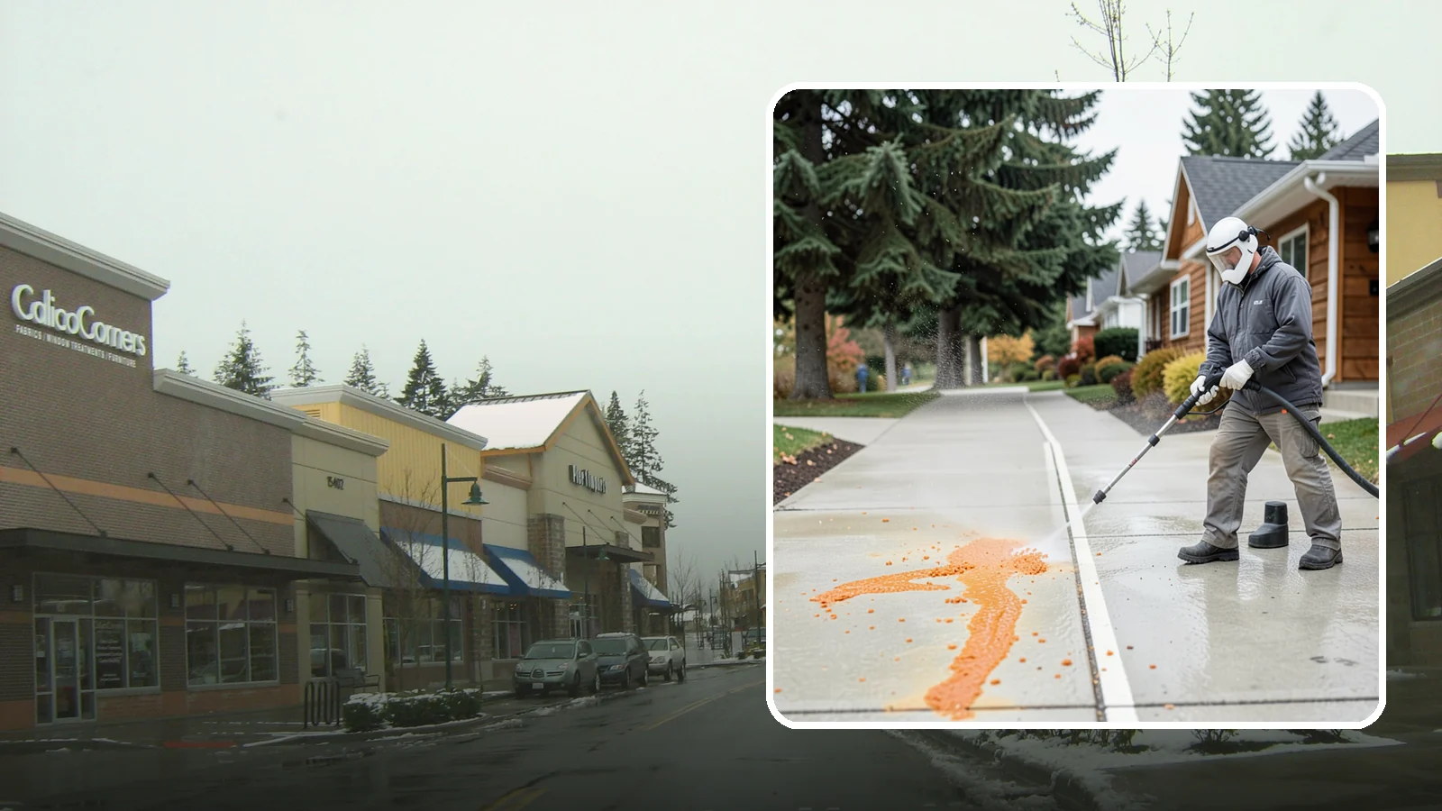 Sidewalk Gum Removal in Mill Creek, Snohomish County, WA - We blast away stuck-on gum from Washington commercial sidewalks, leaving smooth, spot-free walkways for your customers.