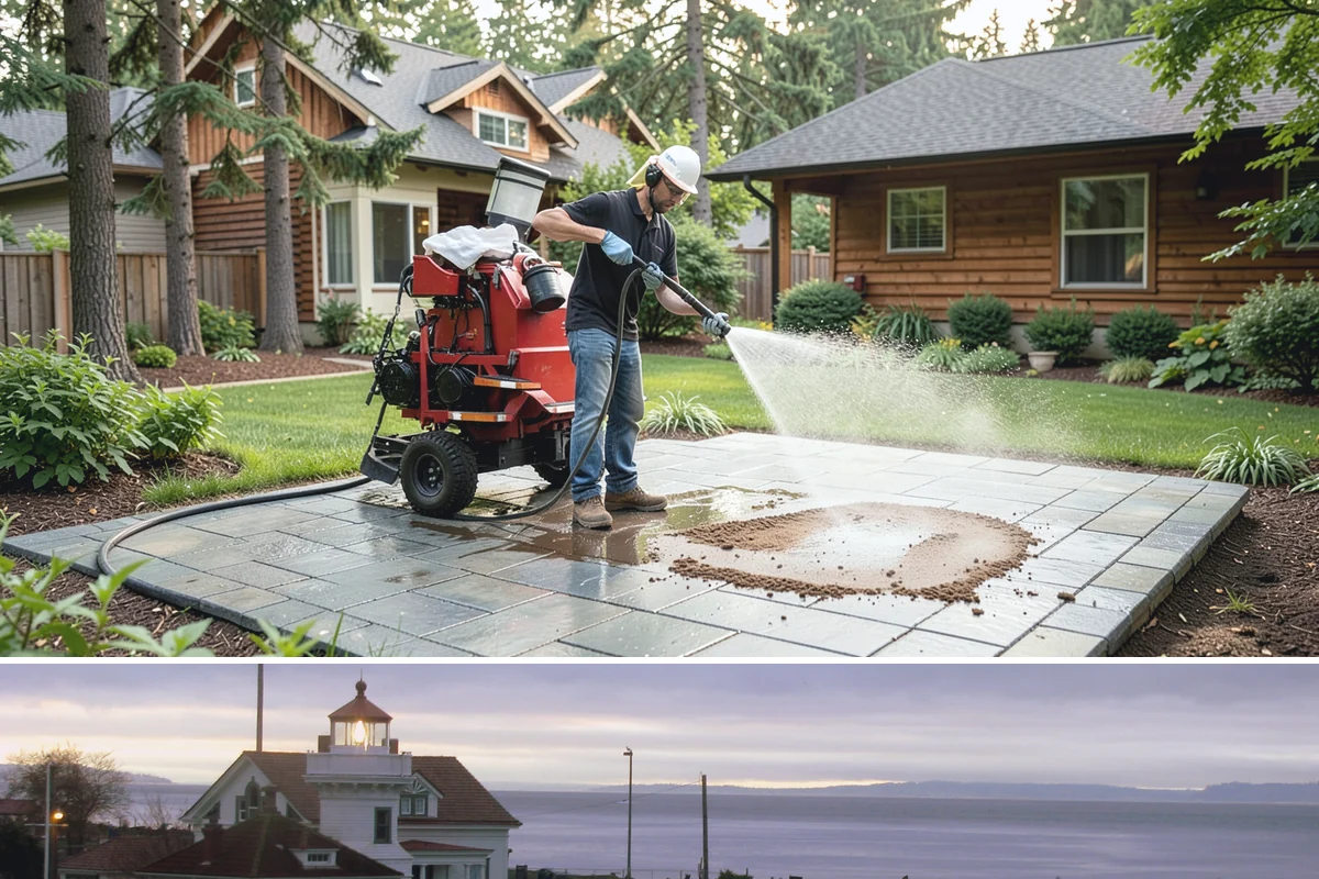Sidewalk Gum Removal in Mukilteo, Snohomish County, WA - Gum removal works year-round but is most efficient in warmer months when heat softens deposits faster.