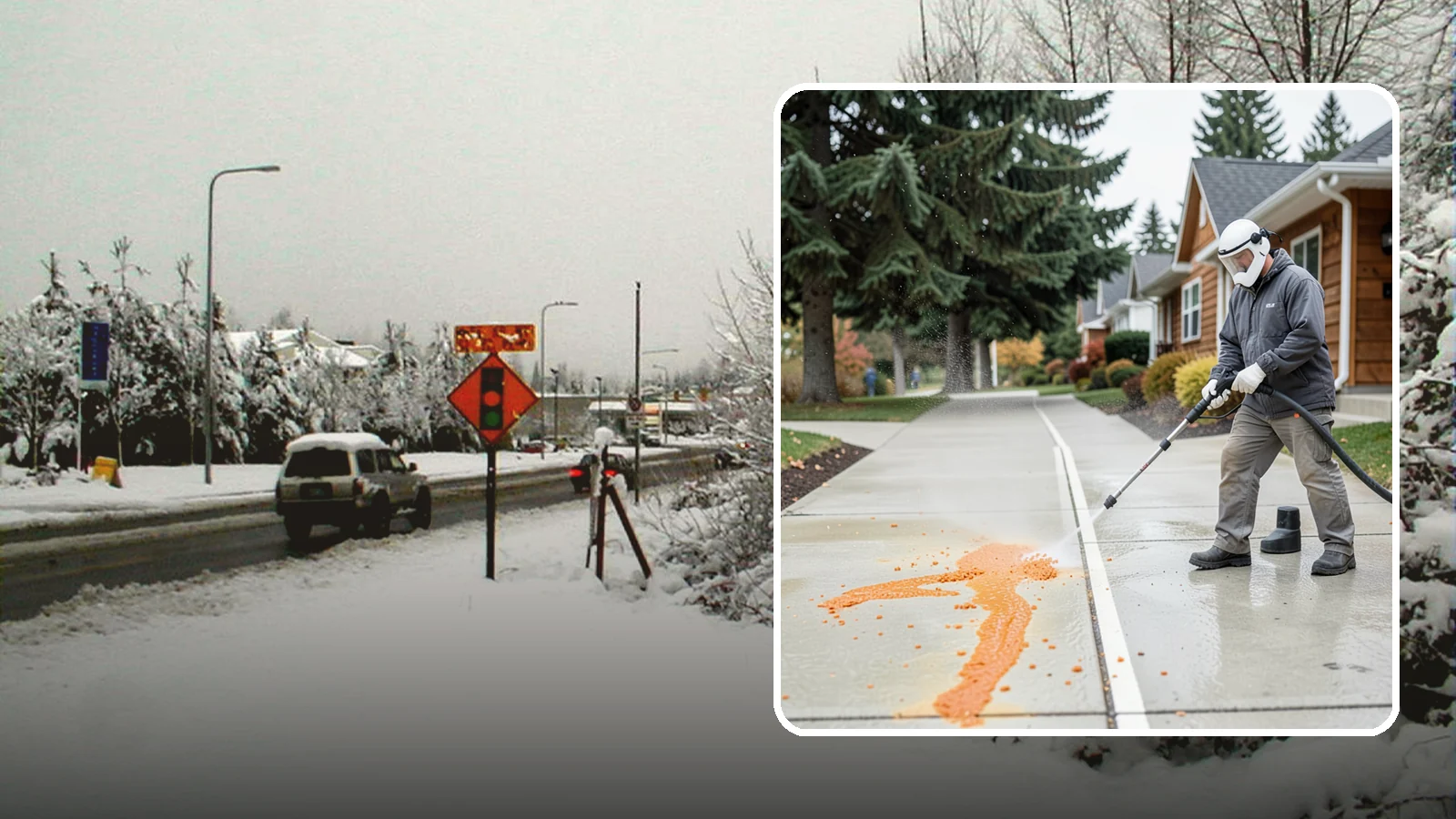 Sidewalk Gum Removal in Newcastle, King County, WA - We blast away stuck-on gum from Washington commercial sidewalks, leaving smooth, spot-free walkways for your customers.