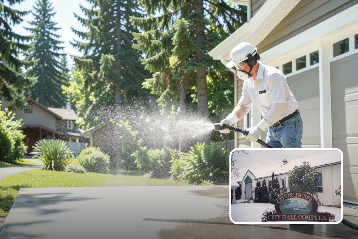 Sidewalk Gum Removal in Pacific, King County, WA - Removes unsightly black gum spots completely