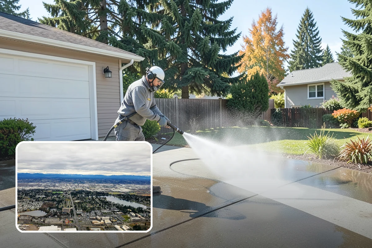 Sidewalk Gum Removal in SeaTac, King County, WA - Removes unsightly black gum spots completely