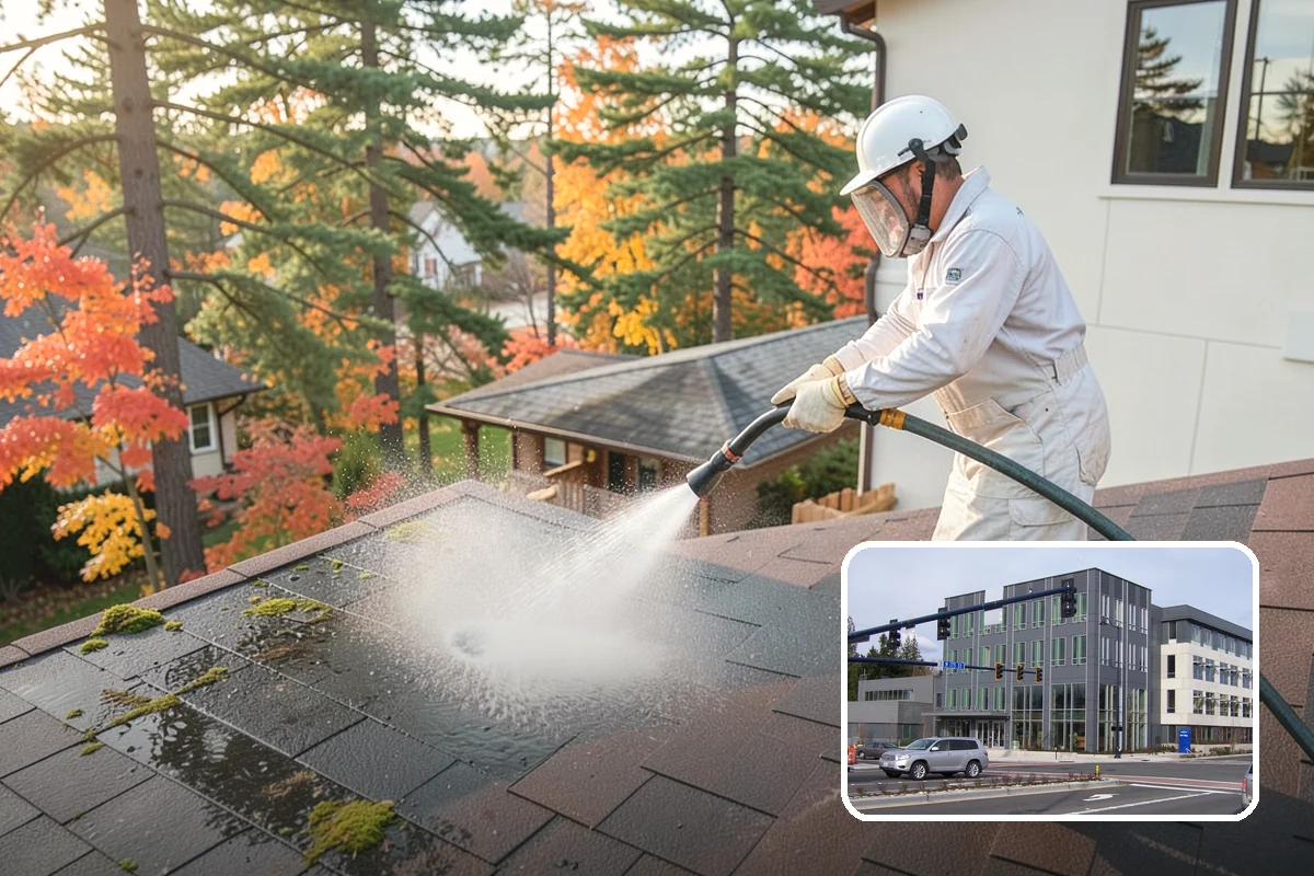 Sidewalk Gum Removal in Shoreline, King County, WA - Removes unsightly black gum spots completely