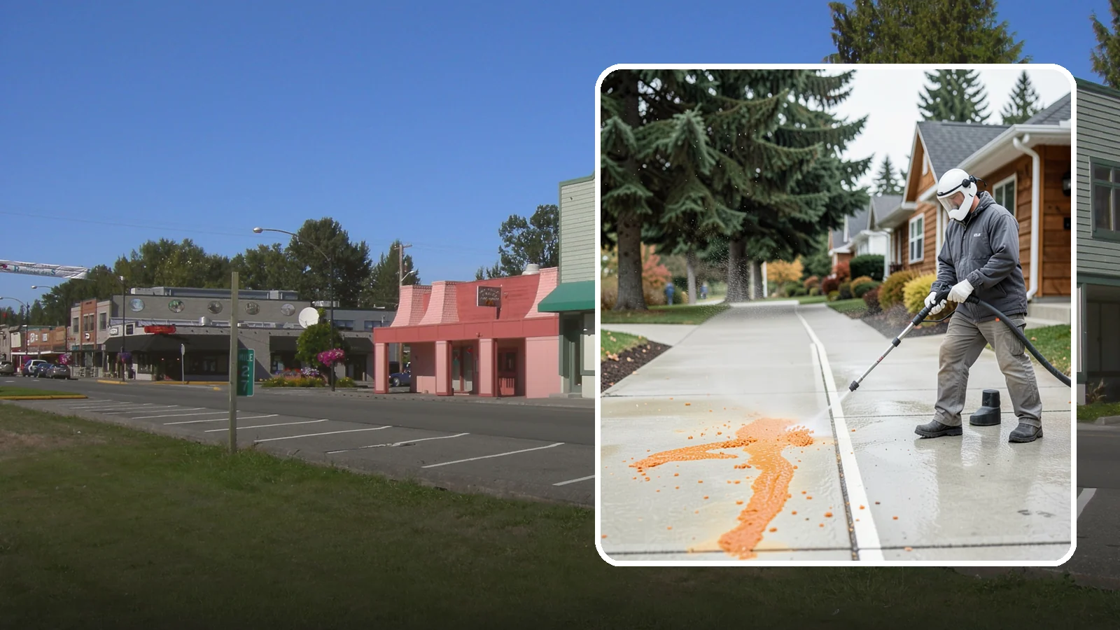 Sidewalk Gum Removal in Snoqualmie, King County, WA - We blast away stuck-on gum from Washington commercial sidewalks, leaving smooth, spot-free walkways for your customers.