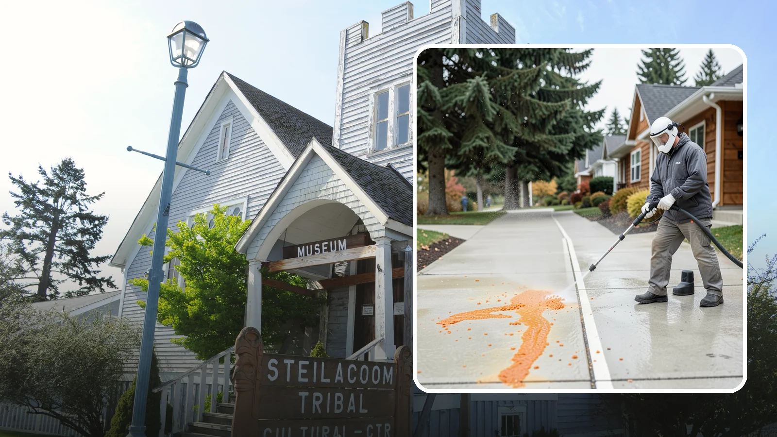 Sidewalk Gum Removal in Steilacoom, Pierce County, WA - We blast away stuck-on gum from Washington commercial sidewalks, leaving smooth, spot-free walkways for your customers.