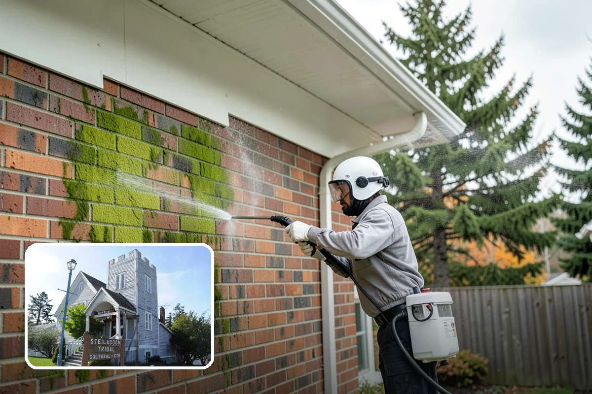 Sidewalk Gum Removal in Steilacoom, Pierce County, WA - Removes unsightly black gum spots completely